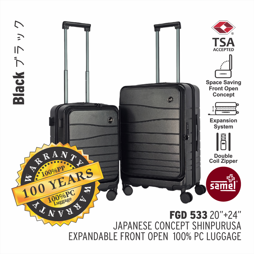 SAMEL 20''+24" FGD 533 JAPANESES CONCEPT NOBU PREMIUM EXPANDABLE FRONT OPEN 100% PC LUGGAGE