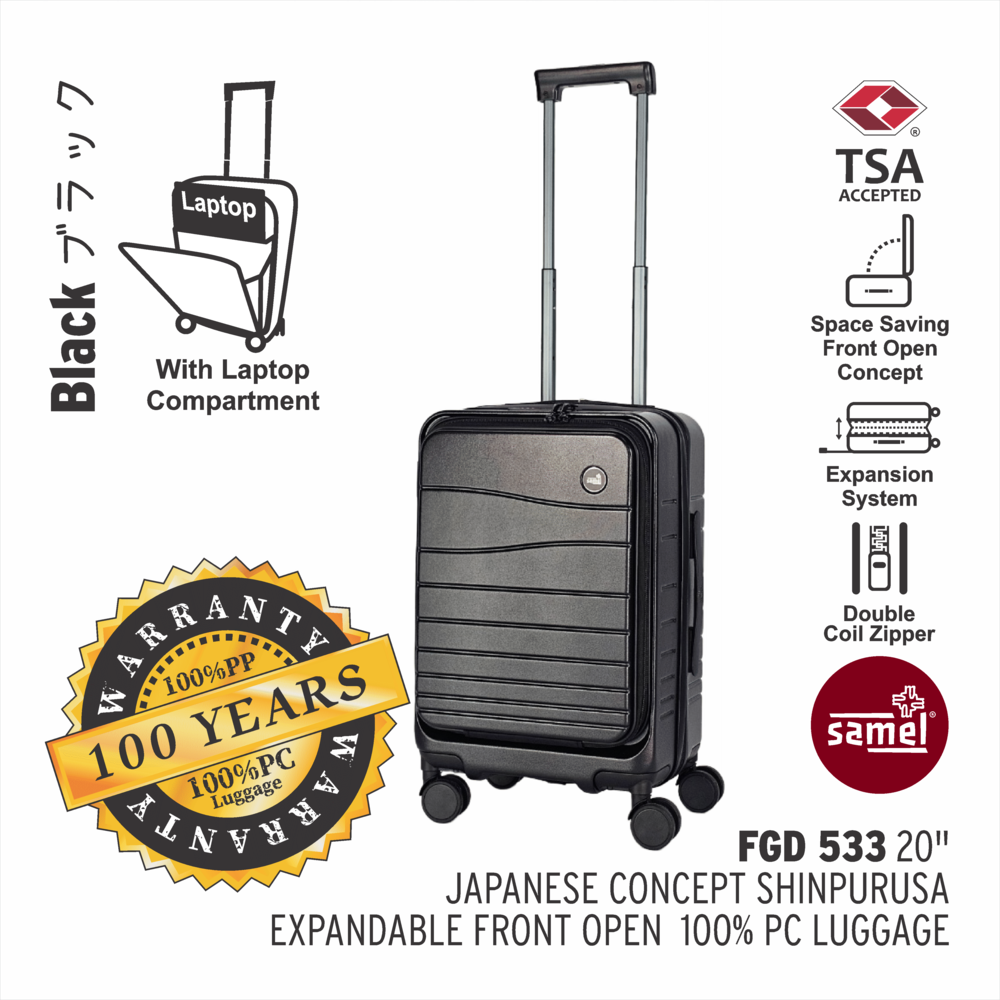 SAMEL 20" FGD 533 JAPANESES CONCEPT NOBU PREMIUM EXPANDABLE FRONT OPEN 100% PC LUGGAGE
