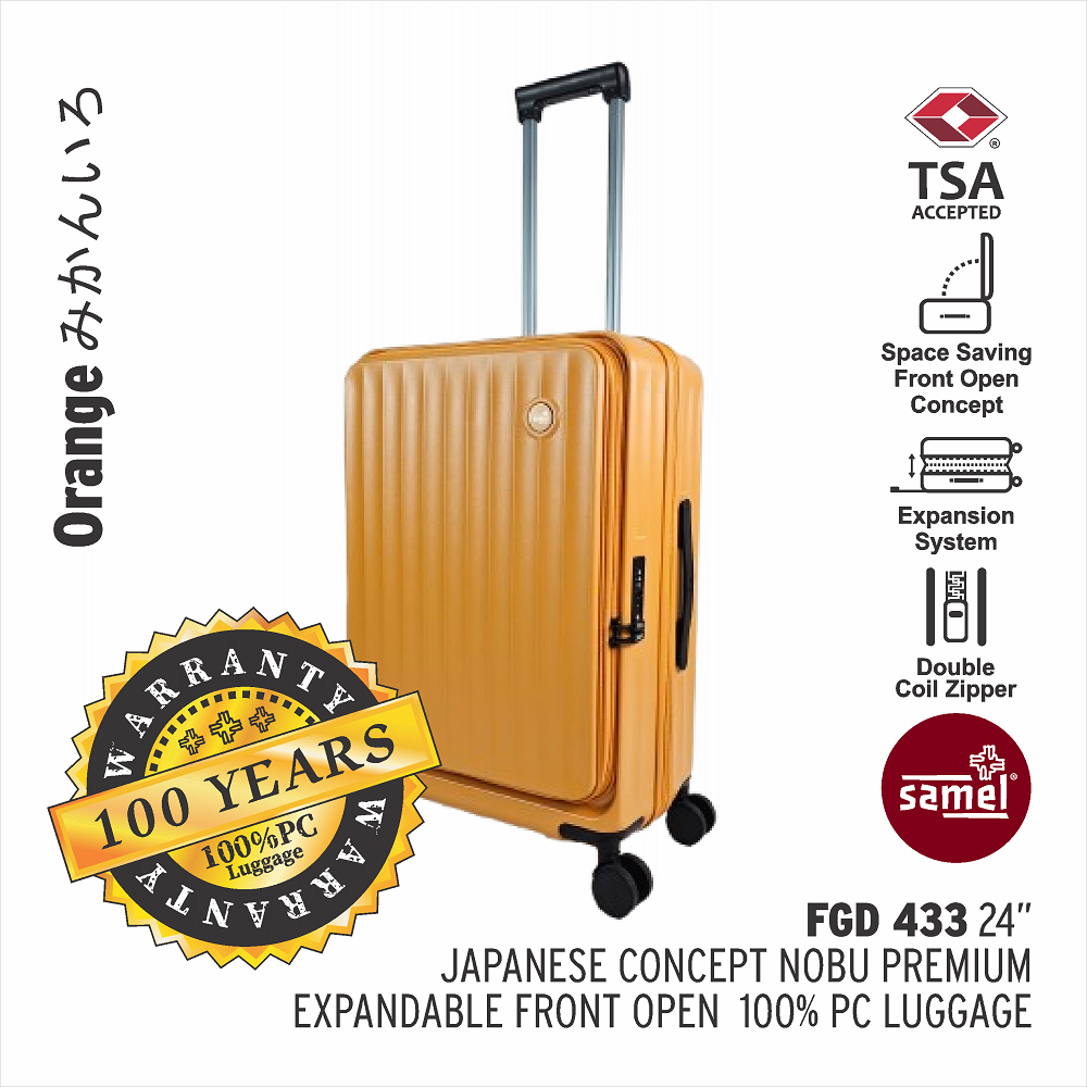 SAMEL 24" FGD 433 JAPANESES CONCEPT NOBU PREMIUM EXPANDABLE FRONT OPEN 100% PC LUGGAGE