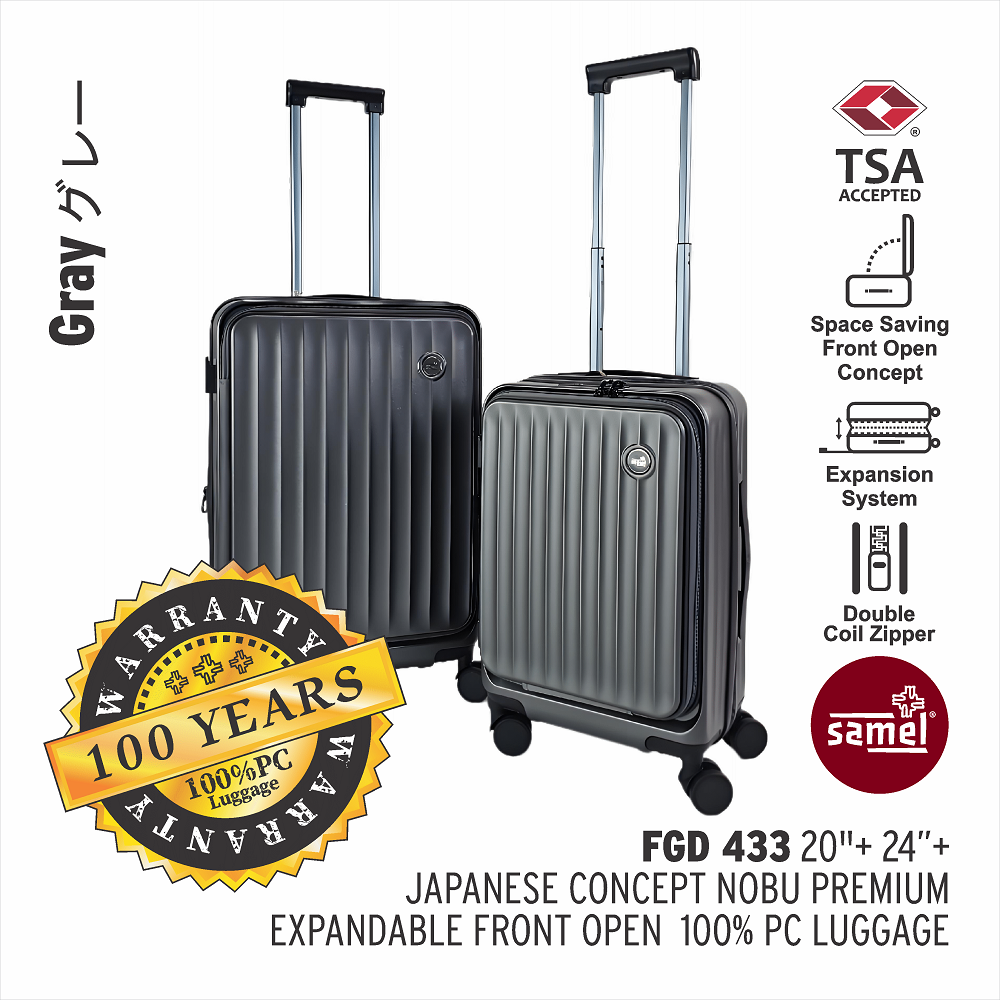 SAMEL 20''+24" FGD 433 JAPANESES CONCEPT NOBU PREMIUM EXPANDABLE FRONT OPEN 100% PC LUGGAGE