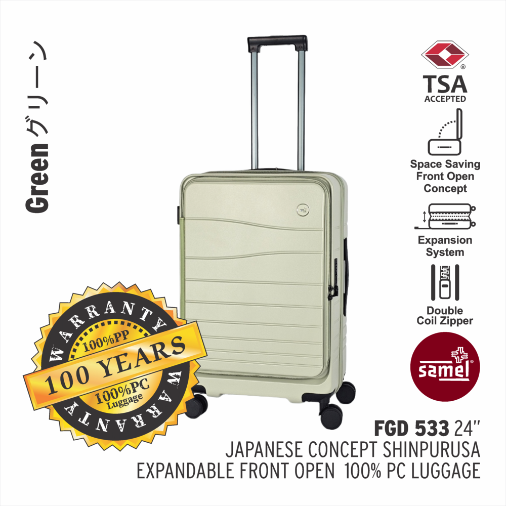 SAMEL 24" FGD 533 JAPANESES CONCEPT NOBU PREMIUM EXPANDABLE FRONT OPEN 100% PC LUGGAGE