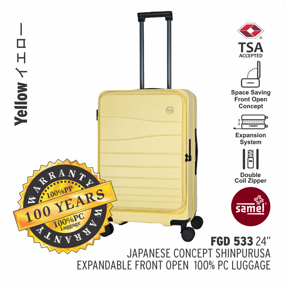 SAMEL 24" FGD 533 JAPANESES CONCEPT NOBU PREMIUM EXPANDABLE FRONT OPEN 100% PC LUGGAGE
