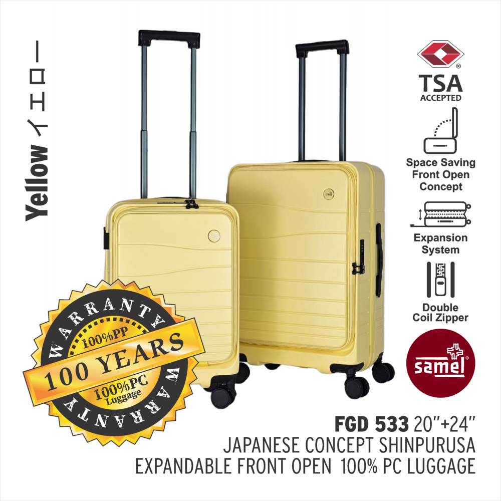 SAMEL 20''+24" FGD 533 JAPANESES CONCEPT NOBU PREMIUM EXPANDABLE FRONT OPEN 100% PC LUGGAGE