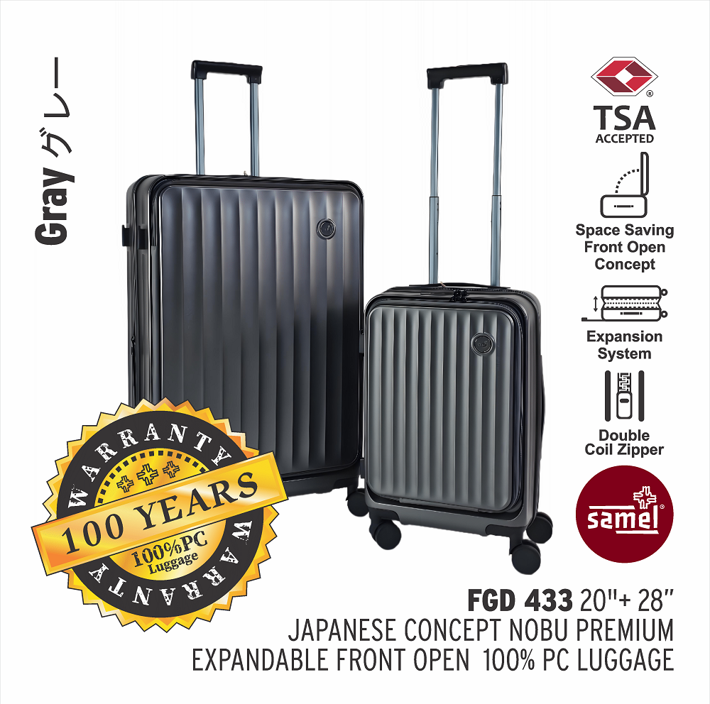 SAMEL 20''+28" FGD 433 JAPANESES CONCEPT NOBU PREMIUM EXPANDABLE FRONT OPEN 100% PC LUGGAGE