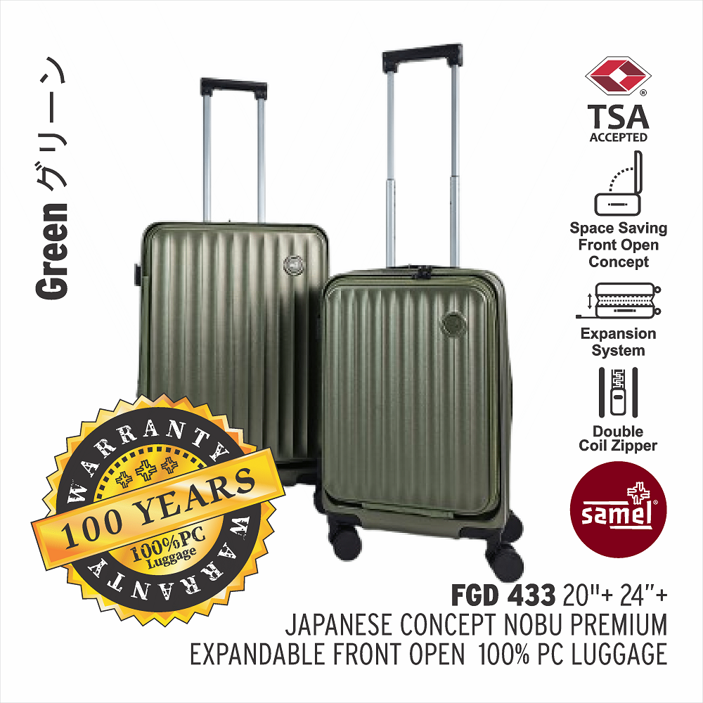 SAMEL 20''+24" FGD 433 JAPANESES CONCEPT NOBU PREMIUM EXPANDABLE FRONT OPEN 100% PC LUGGAGE