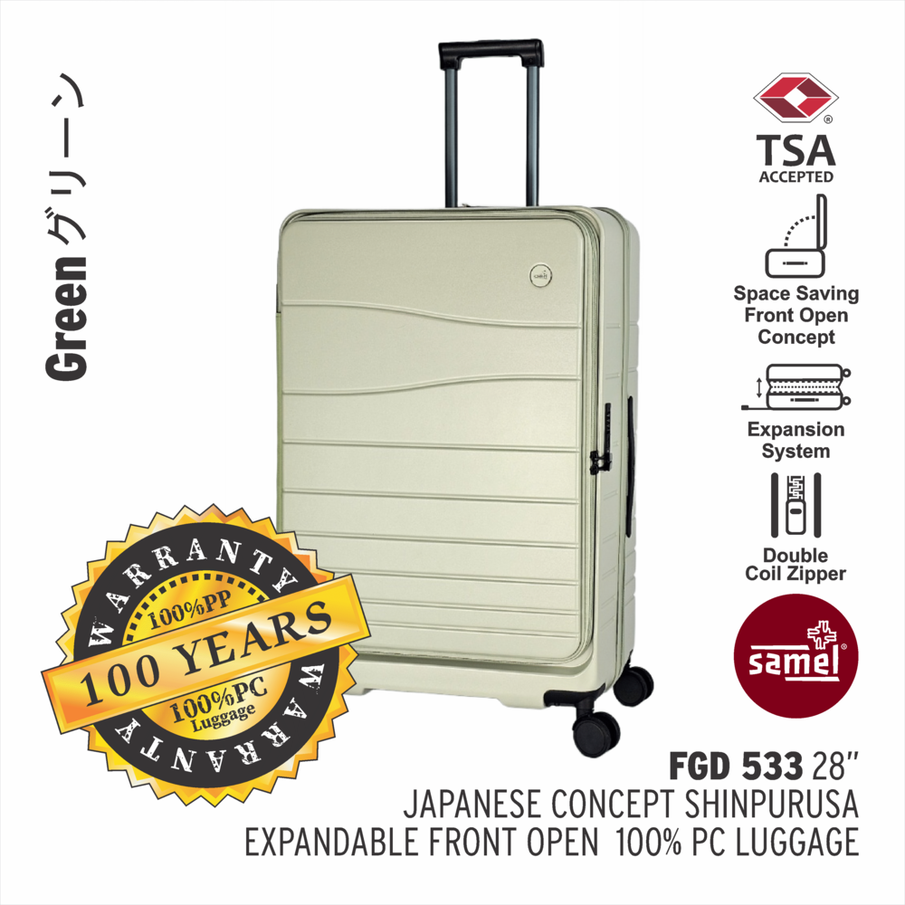 SAMEL 28" FGD 533 JAPANESES CONCEPT NOBU PREMIUM EXPANDABLE FRONT OPEN 100% PC LUGGAGE