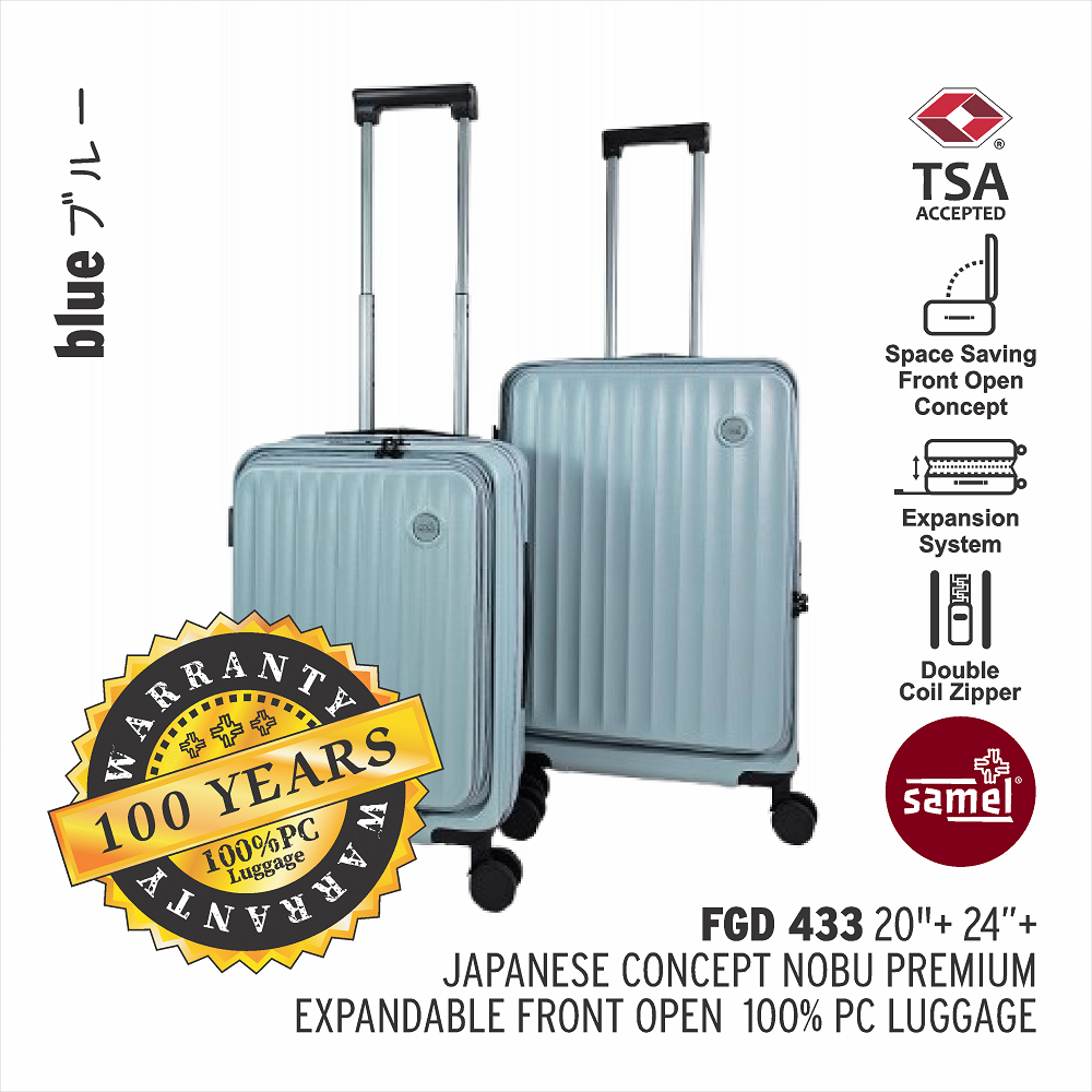 SAMEL 20''+24" FGD 433 JAPANESES CONCEPT NOBU PREMIUM EXPANDABLE FRONT OPEN 100% PC LUGGAGE
