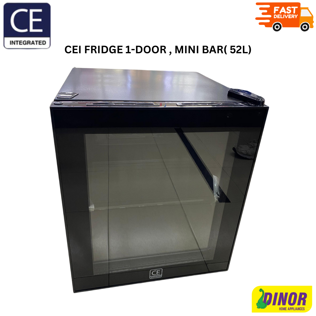CEI FRIDGE 1-DOOR , MINI BAR( 52L) Black Color , Glass DOOR , CE-BCC50BBG