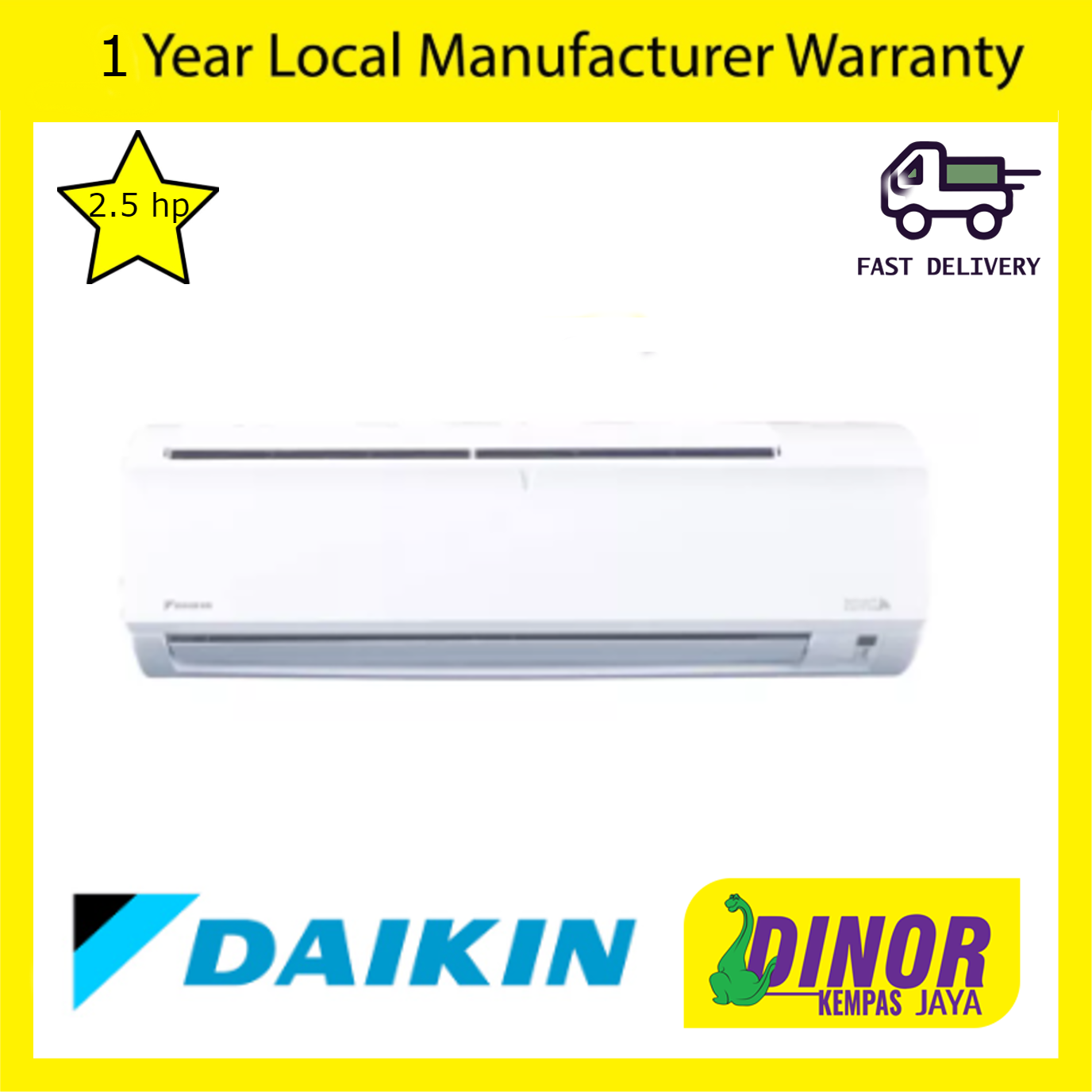 Daikin 2.5hp R32 Non Inverter Aircond With Gin-Ion Blue Filter FTV60PB/RV60PB-3WM-LF