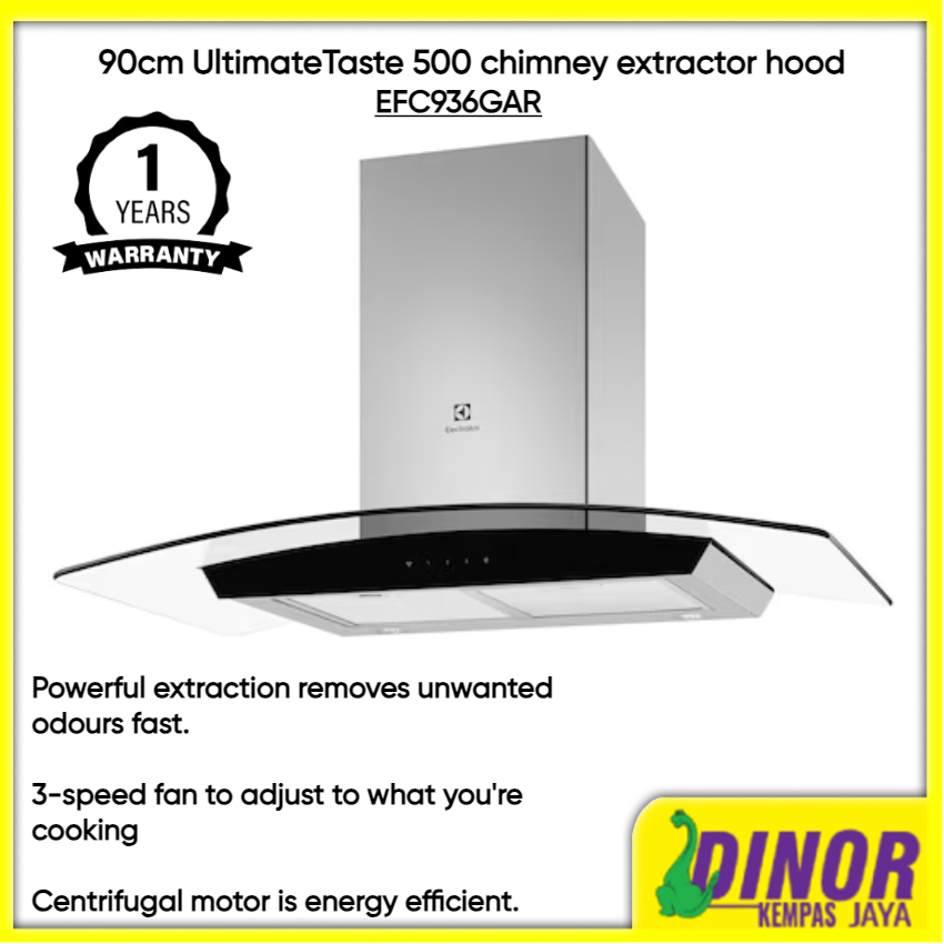 Electrolux EFC936GAR Dual Filter Stainless Steel Kitchen Hood with 1100m3/hr Suction Power 90cm EFC-