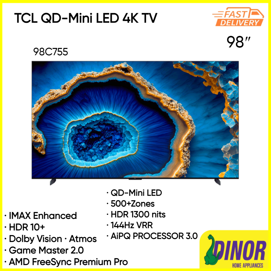 TCL 98" QD-Mini LED 4K SMART ANDROID TV with 500+ zones, 144hz, HDR 1600 nits, IMAX Enhanced, Game M