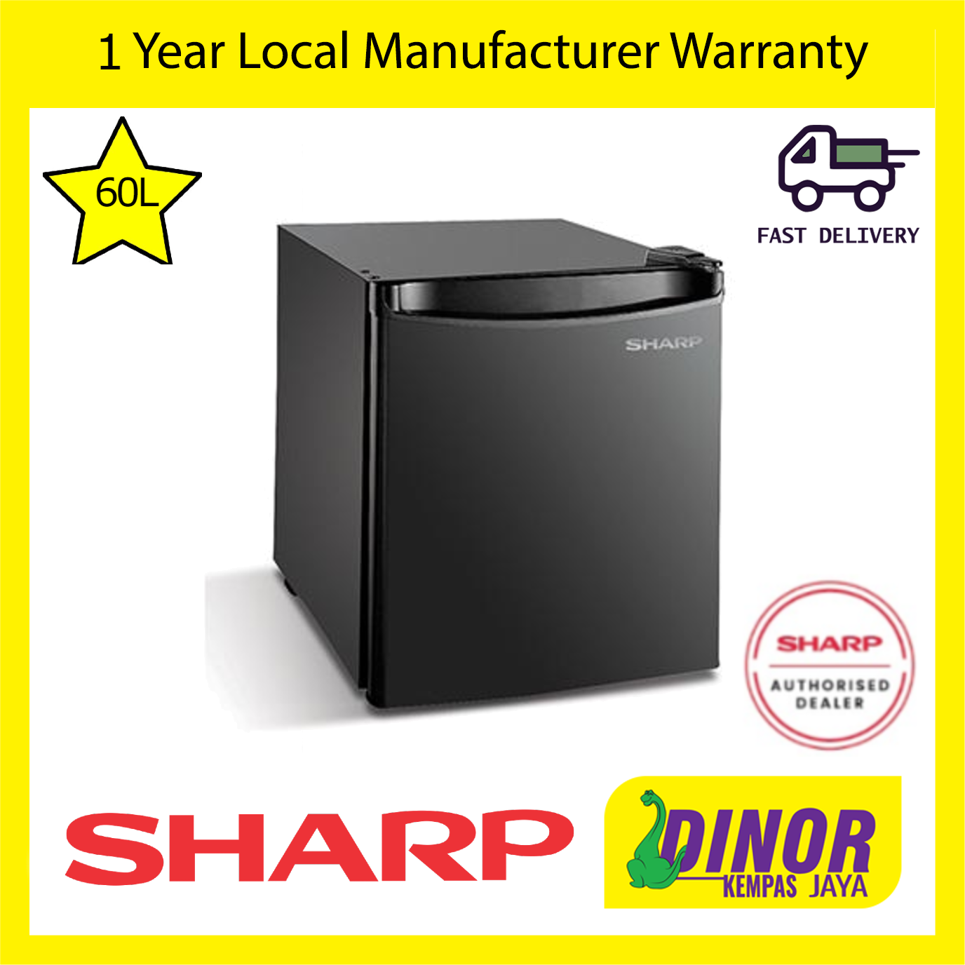Sharp 60l 1 Door Mini Bar Fridge Refrigerators SJM60MK / SJM-60MK