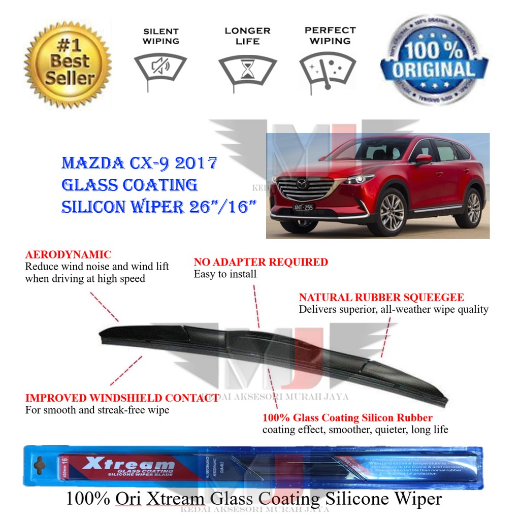 Mazda cx-9 2017 100% Ori Xtream Glass Coating Silicone Wipers Blade (1set)
