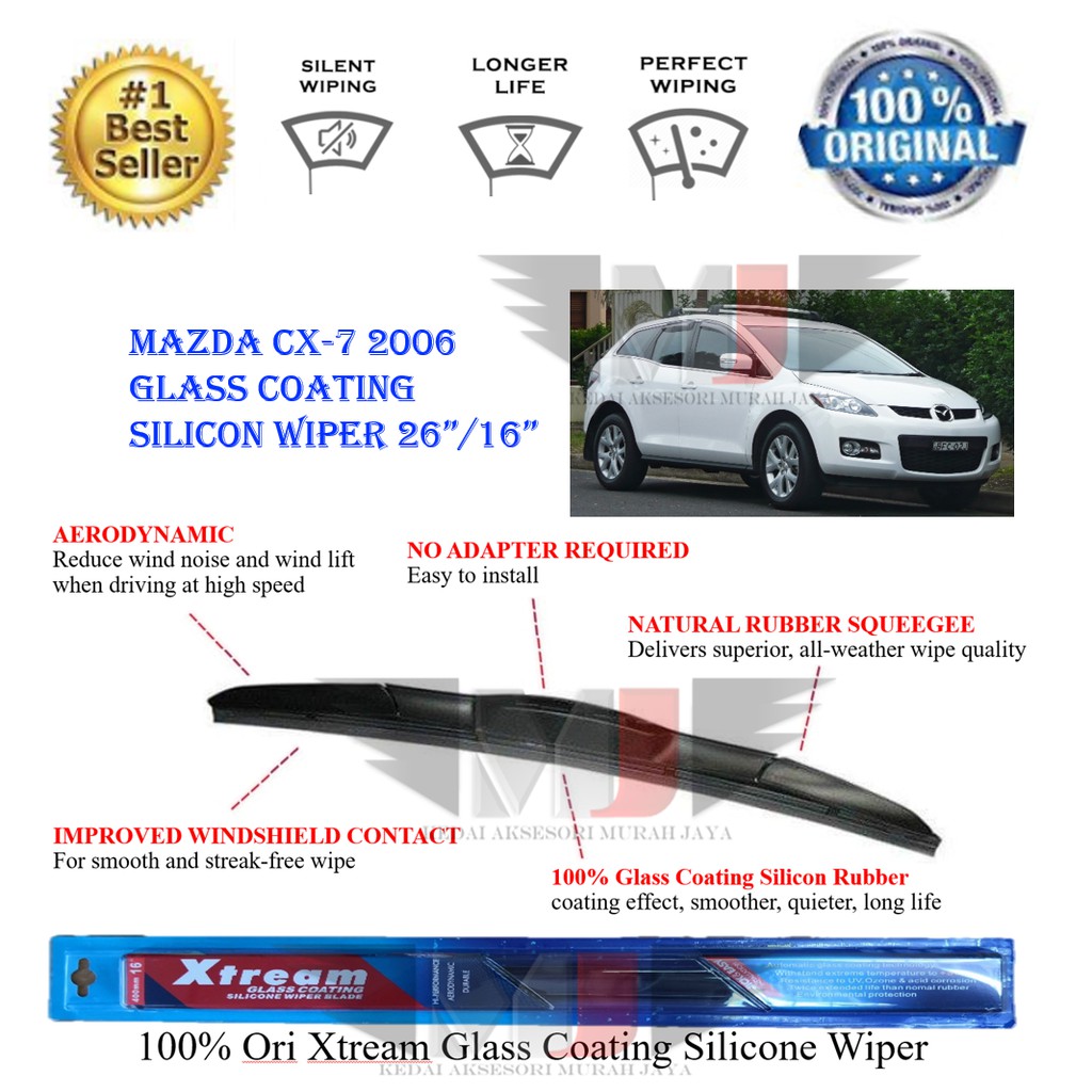 Mazda cx-7 2006 100% Ori Xtream Glass Coating Silicone Wipers Blade (1set)
