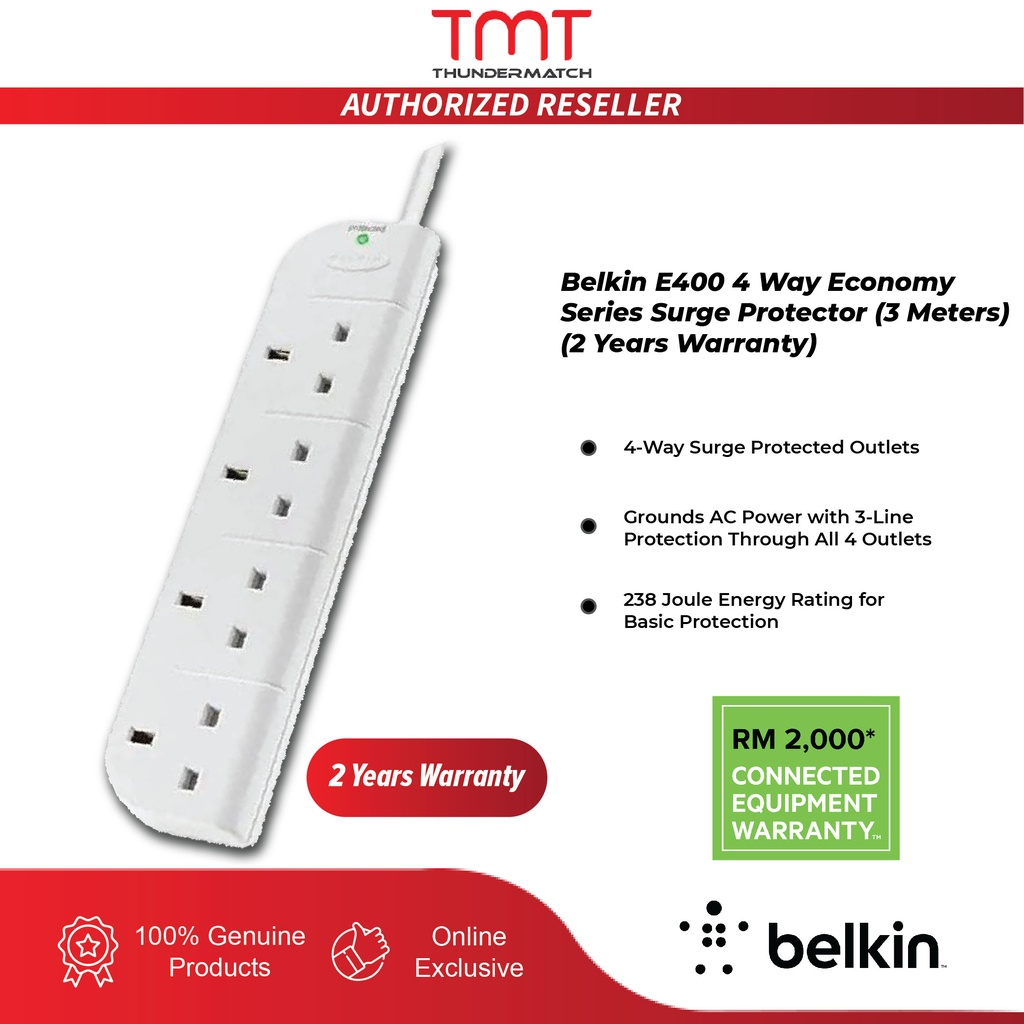 Belkin 4-6 Way Surge Protector F9H402sa2M / F9E410SA2M / F9E400sa3M / F9E600sa3M | Ariel/Tel/Device 