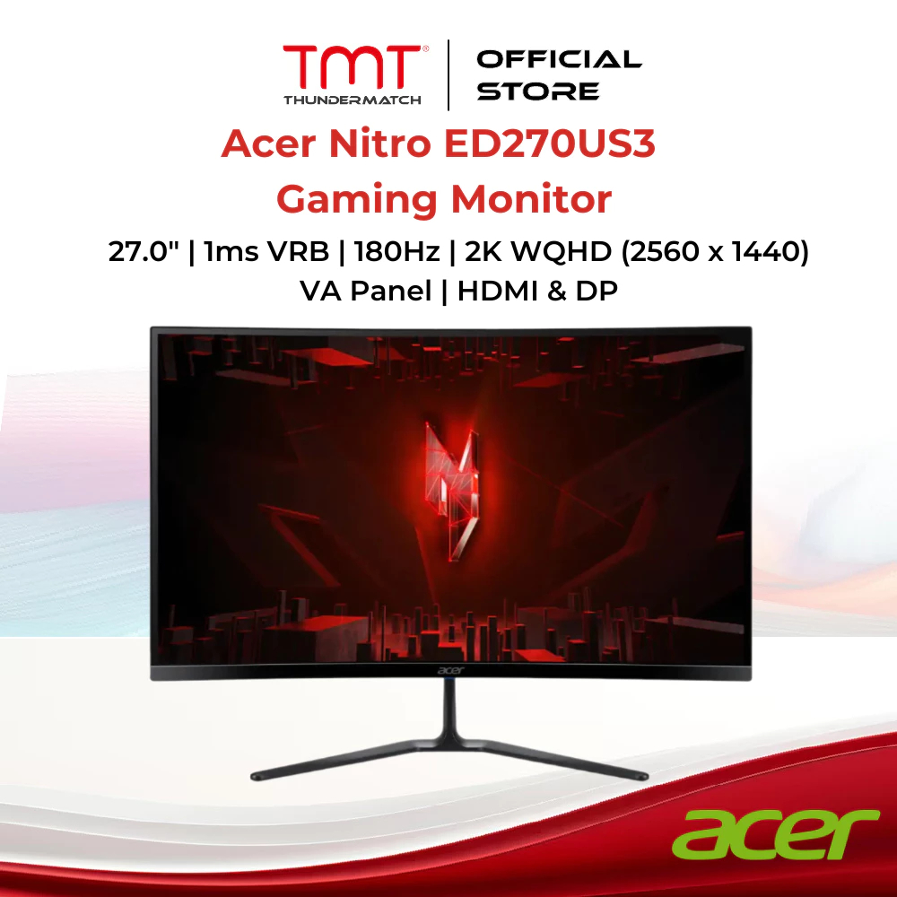 Acer Nitro ED270US3 27" Gaming Monitor | 1ms VRB | 180Hz | 2560x1440 | VA Panel | HDMI & DP | VESA |