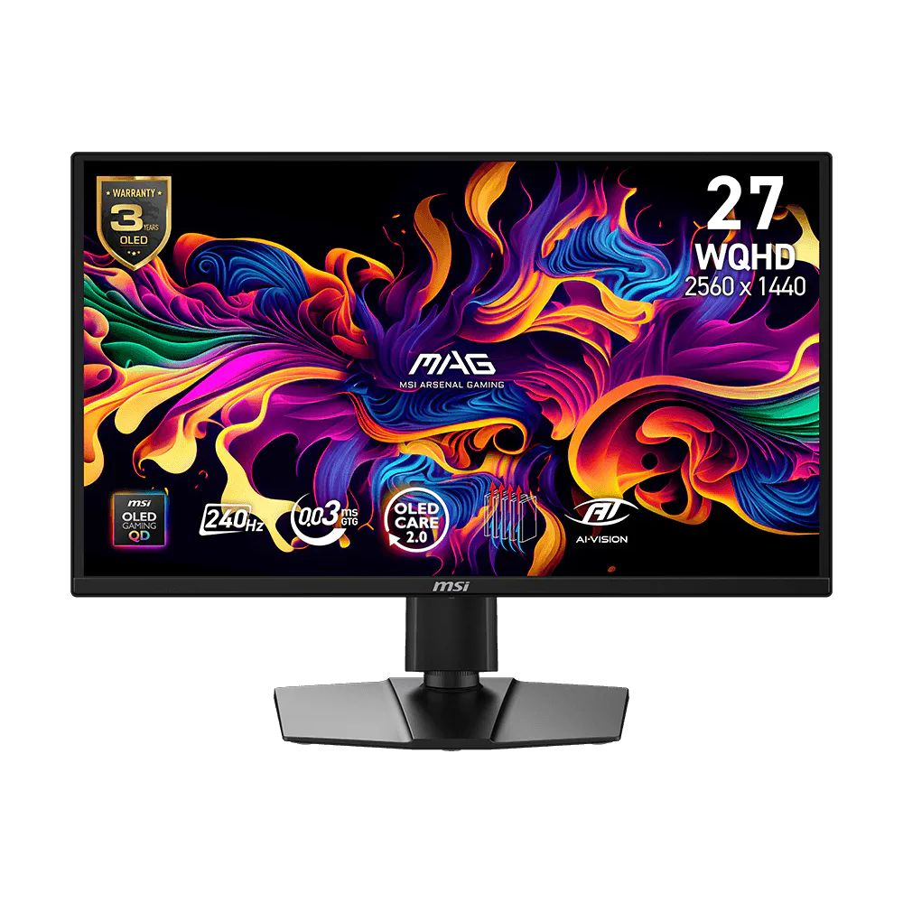 MSI MAG 272QP QD-OLED X24 26.5" Gaming Monitor | 2560x1440 | 0.03ms (GtG) | 240Hz | QD-OLED Panel |