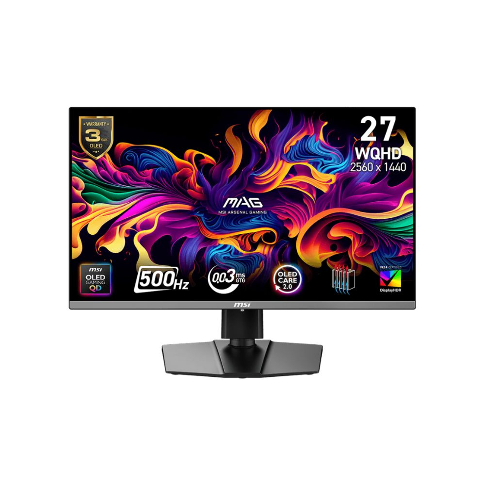 MSI MAG 272QP QD-OLED X50 26.5" Gaming Monitor | 2560 x 1440 | 0.03ms (GtG) | 500Hz | QD-OLED Panel 