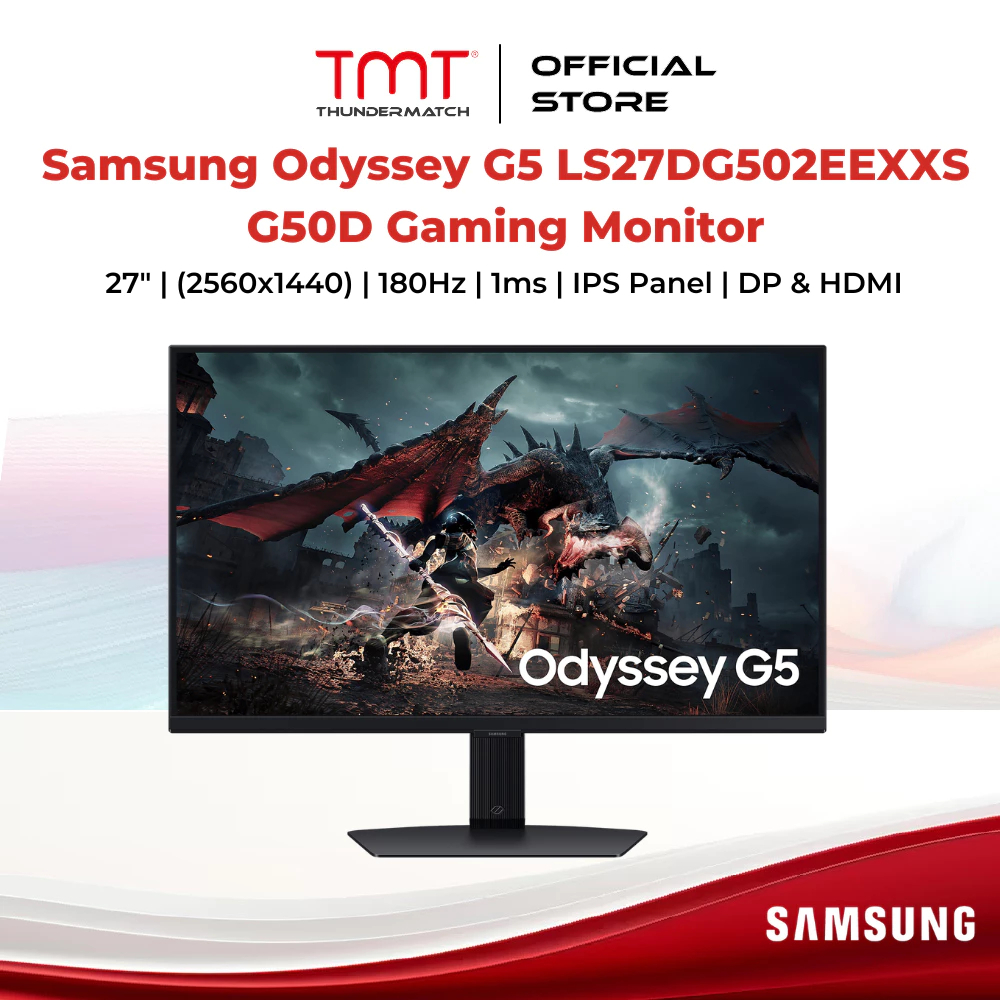 Samsung Odyssey G5 LS27DG502EEXXS G50D Gaming Monitor | 27" (2560x1440) | 180Hz | 1ms | IPS Panel |