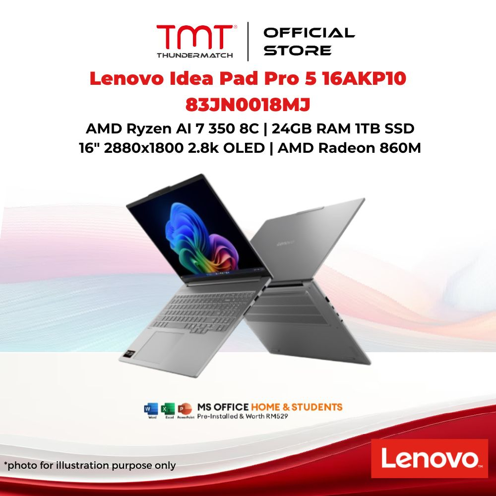Lenovo Idea Pad Pro 5 16AKP10 83JN0018MJ Laptop| AMD AI R7 350(8C) | 24GB RAM 1TB SSD | 16" 2.8K OLE