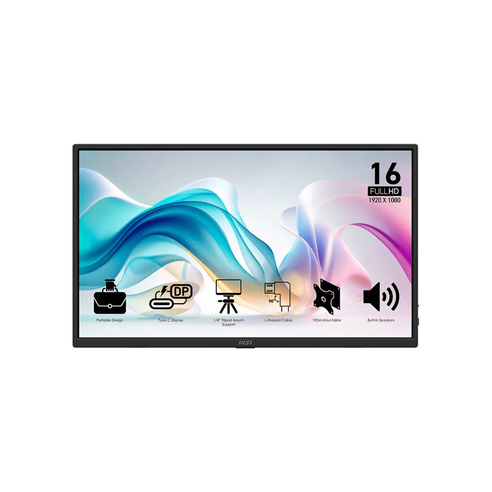 MSI Pro MP165 E6 Portable Monitor | 1920 x 1080 | Ultra Slim | 15.6" 60Hz | IPS panel | 4ms (GTG) |