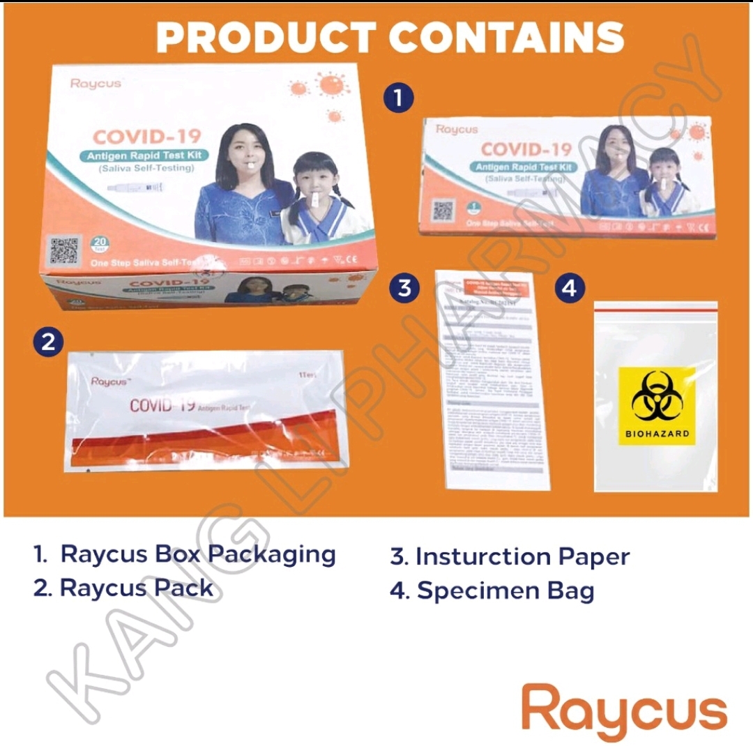 RAYCUS LOLLIPOP Covid Self Test Kit 100 Original KKM / MDA SALIVA