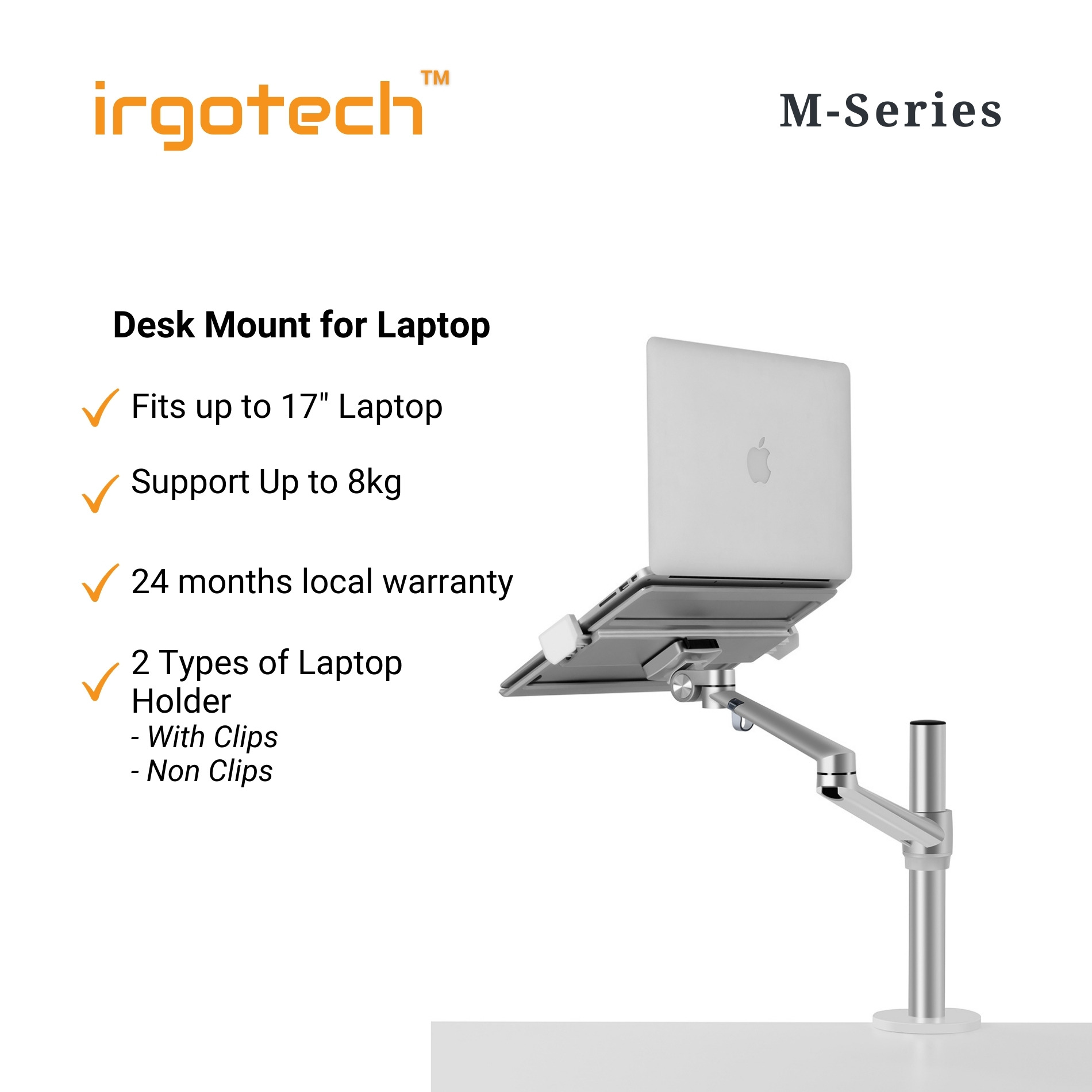 IRGOTECH MSeries Single Arm Laptop Stand for Laptop 10"17" with