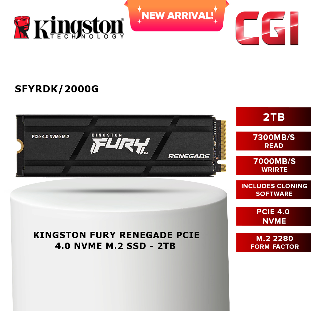 Kingston Fury Renegade PCIe Gen 4x4 M.2 2280 NVMe SSD - SFYRDK/2000G