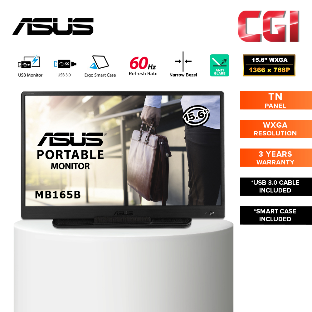 Asus Zenscreen 15.6" MB165B WXGA TN 60Hz USB 3.0 Narrow Bezel Portable Monitor