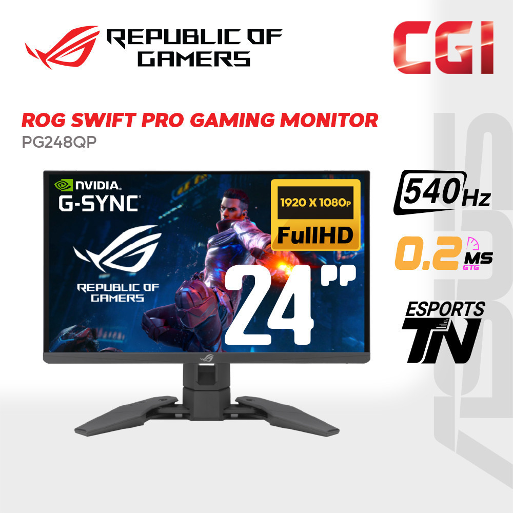 Asus 24.1" ROG Swift Pro PG248QP E-TN FHD HDR10 GSync Adaptive Sync 540Hz 0.2ms Aura Sync Ergonomic