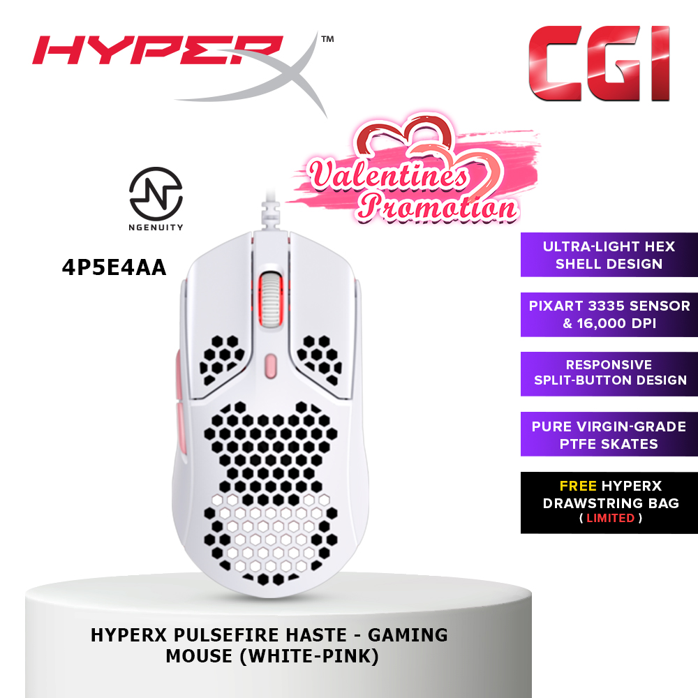 HyperX Pulsefire Haste Gaming Mouse Valentine's Edition - White-Pink (4P5E4AA)