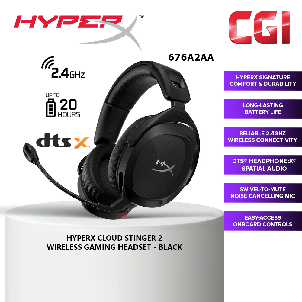 HyperX Cloud Stinger 2 2.4GHz Wireless DTS Spatial Audio Gaming Headset - 676A2AA