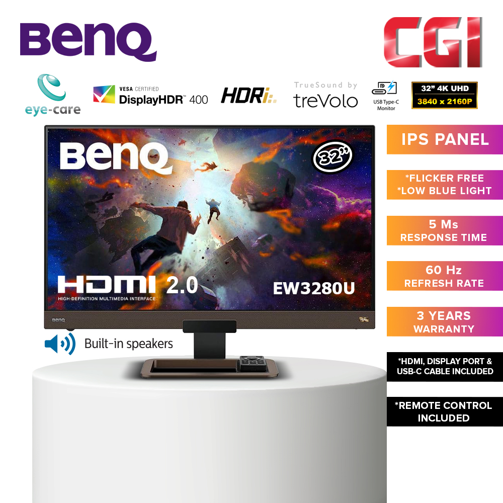 BenQ 32" EW3280U 4K UHD IPS FreeSync HDRi USB-C Eye Care Monitor
