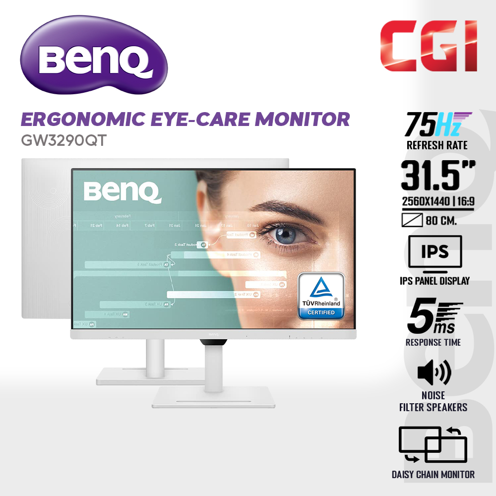 BenQ 32'' GW3290QT IPS 2K QHD 75Hz 5ms 99% sRGB USB-C MST Build-In-Speakers Noise Filter Mic Ergonom