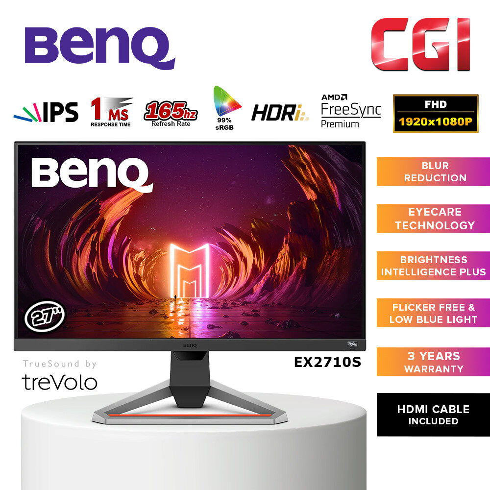 BenQ Mobiuz 27" EX2710S FHD IPS HDRi 165Hz 1ms AMD FreeSync Premium Trevolo Sound Gaming Monitor