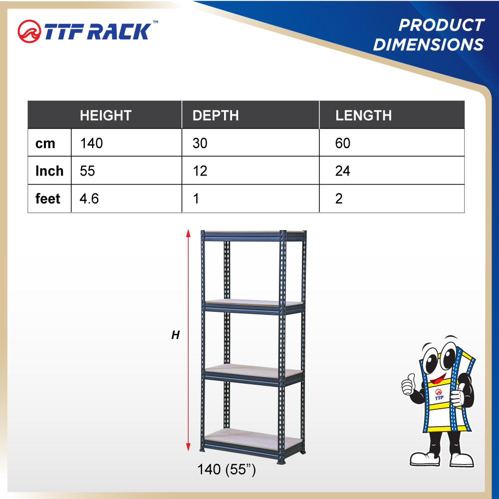 KOL PICK - TTF Rack™️ DIY RACK 2 in 1 Height 140-171cm/ Boltless Rack Metal Rack Storage Rack Rak Be