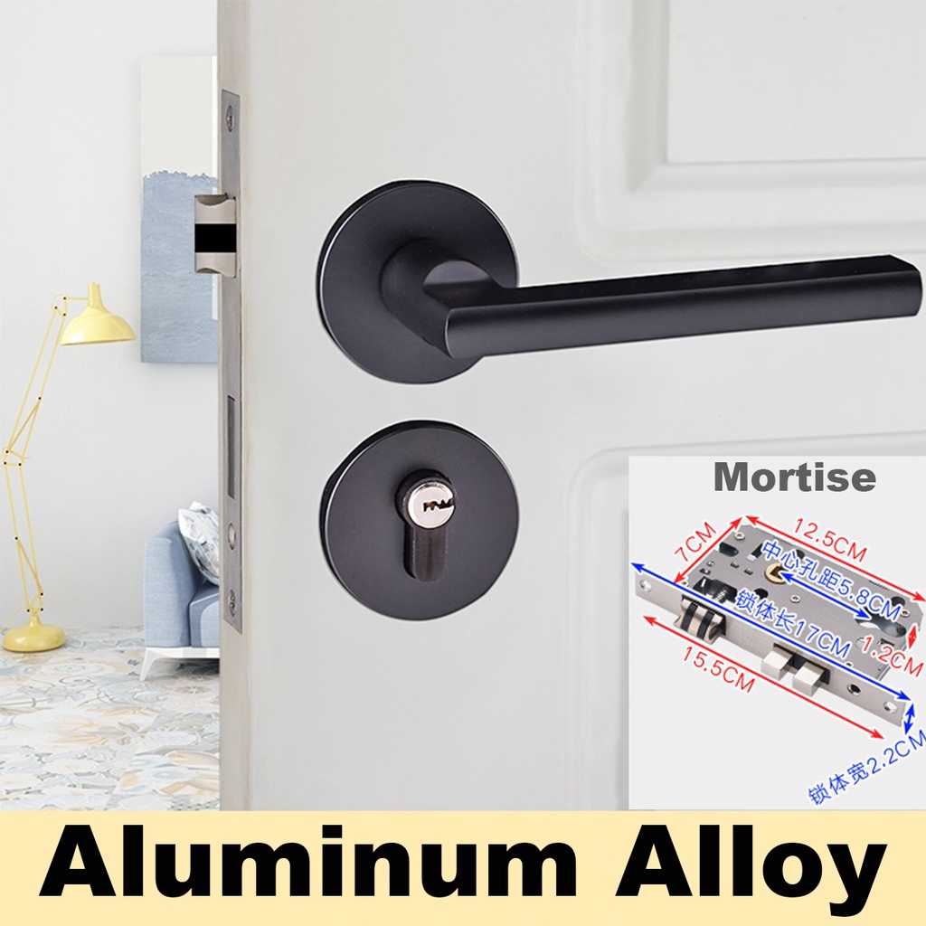 Silent Handle Lock Wooden Door Lock Set Modern Tombol Pintu Rumah Bedroom Kunci Pintu Split Door Loc