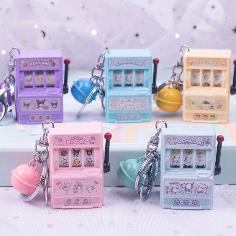 Kawaii Sanrio Casino Game Console KeyChain Melody Cinnamoroll Kuromi Cute Fashion Mini Simulation Tu