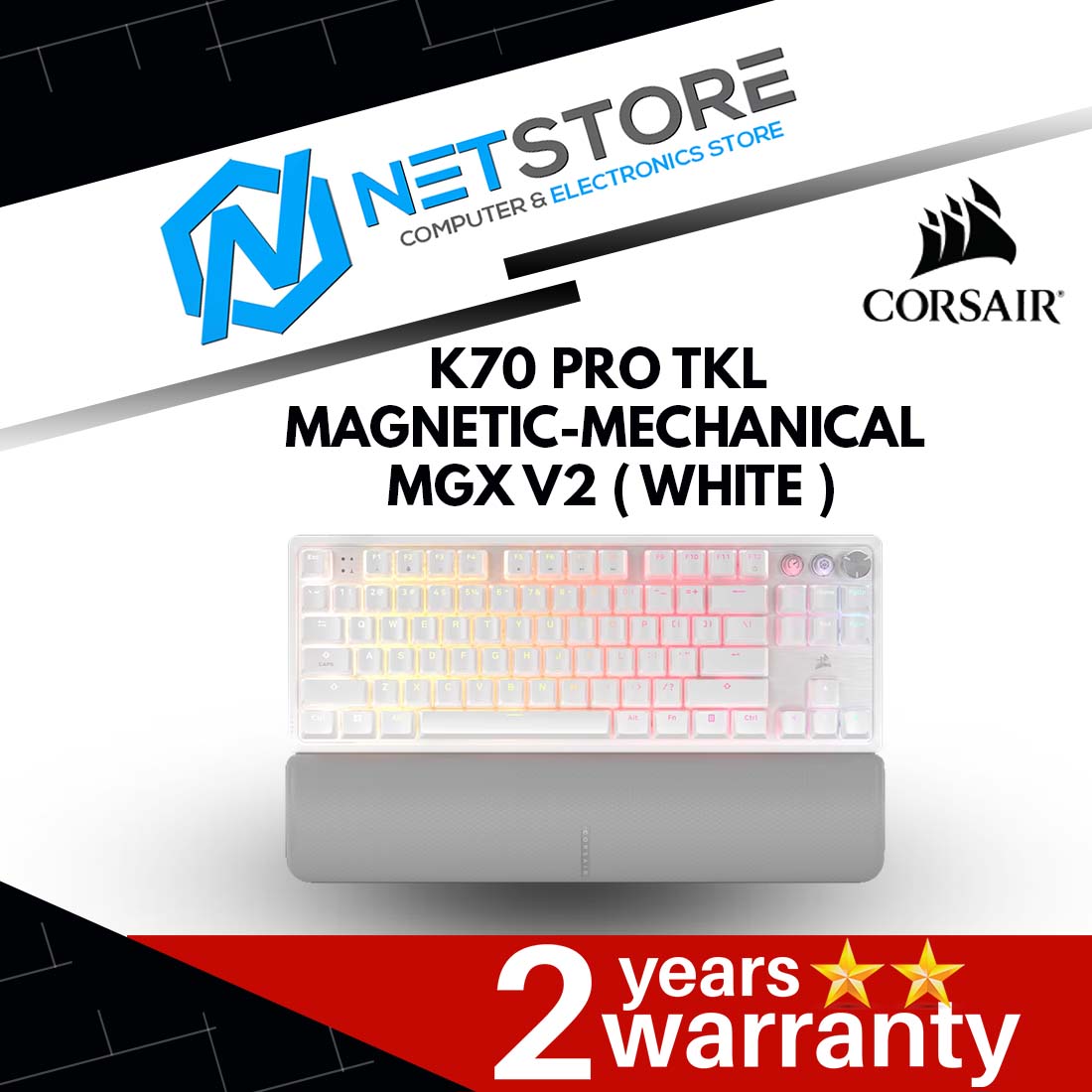 CORSAIR K70 PRO TKL MAGNETIC-MECHANICAL, CORSAIR MGX V2, (WHITE) CH-911921G-NA