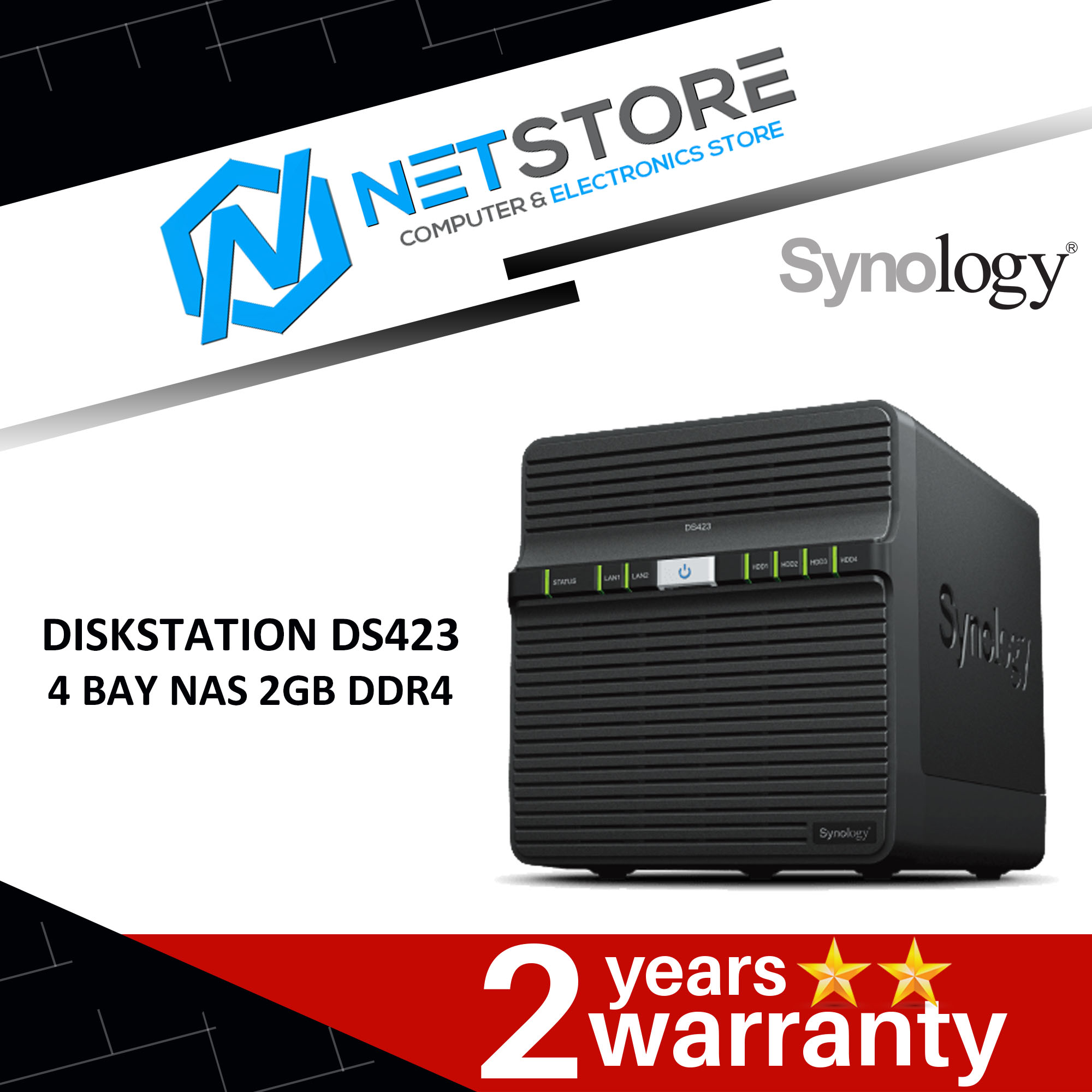 SYNOLOGY DISKSTATION DS423 4 BAY NAS 2GB DDR4 - SYN-DS423