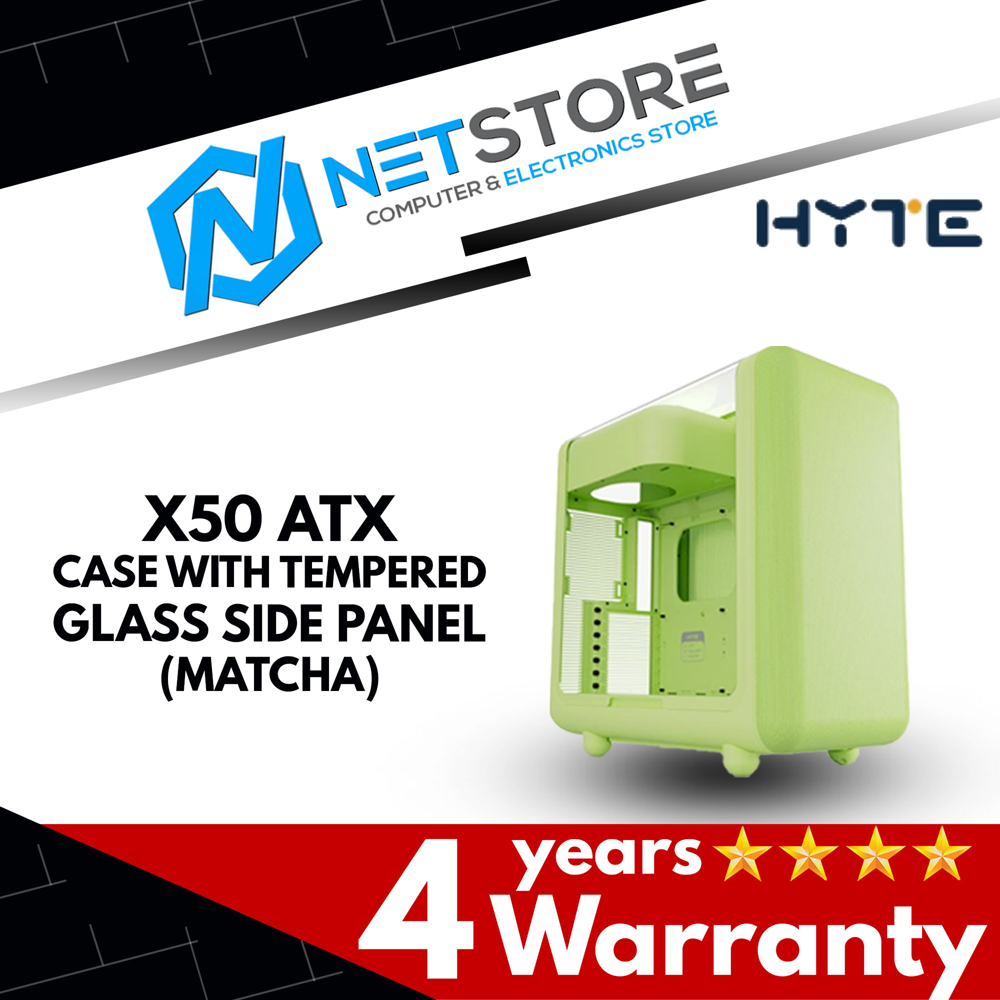 HYTE X50 ATX CASE WITH TEMPERED GLASS SIDE PANEL (BLACK/WHITE/MATCHA/ STRAWBERRY/TARO)