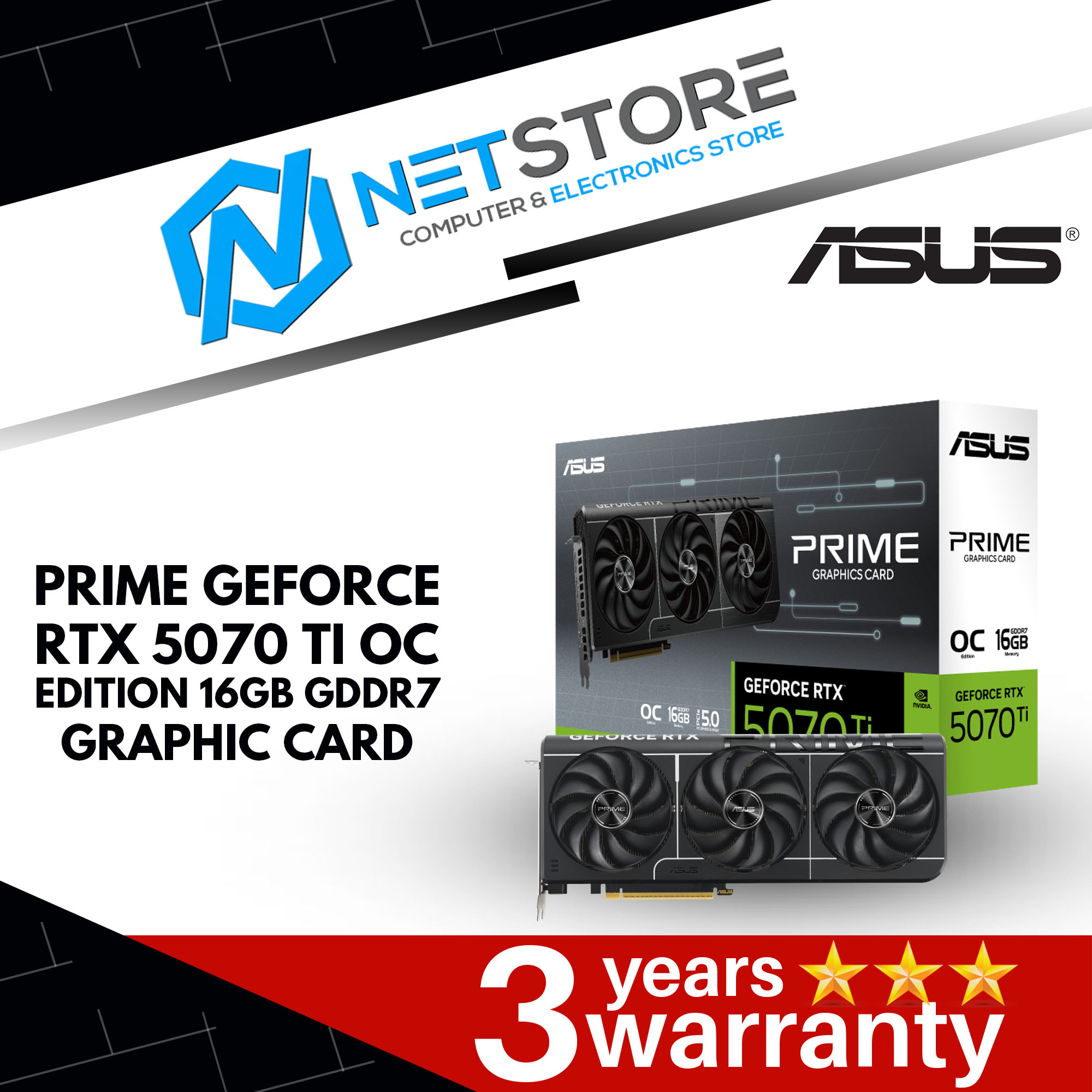 ASUS PRIME GEFORCE RTX 5070 TI OC EDITION 16GB GDDR7 GRAPHIC CARD -90YV0MF0-M0NA00