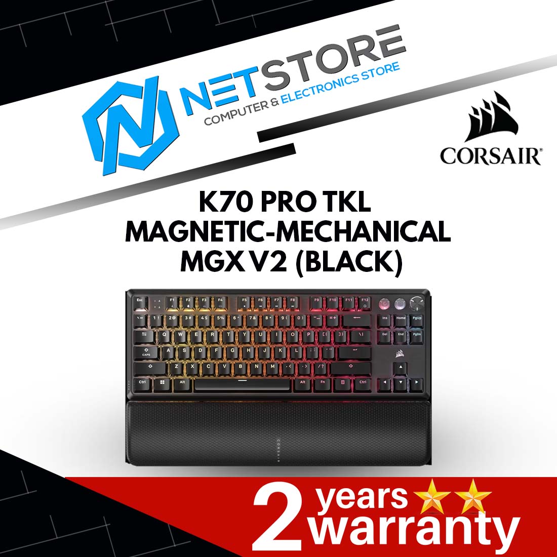 CORSAIR K70 PRO TKL MAGNETIC-MECHANICAL, CORSAIR MGX V2, (BLACK) CH-911911G-NA