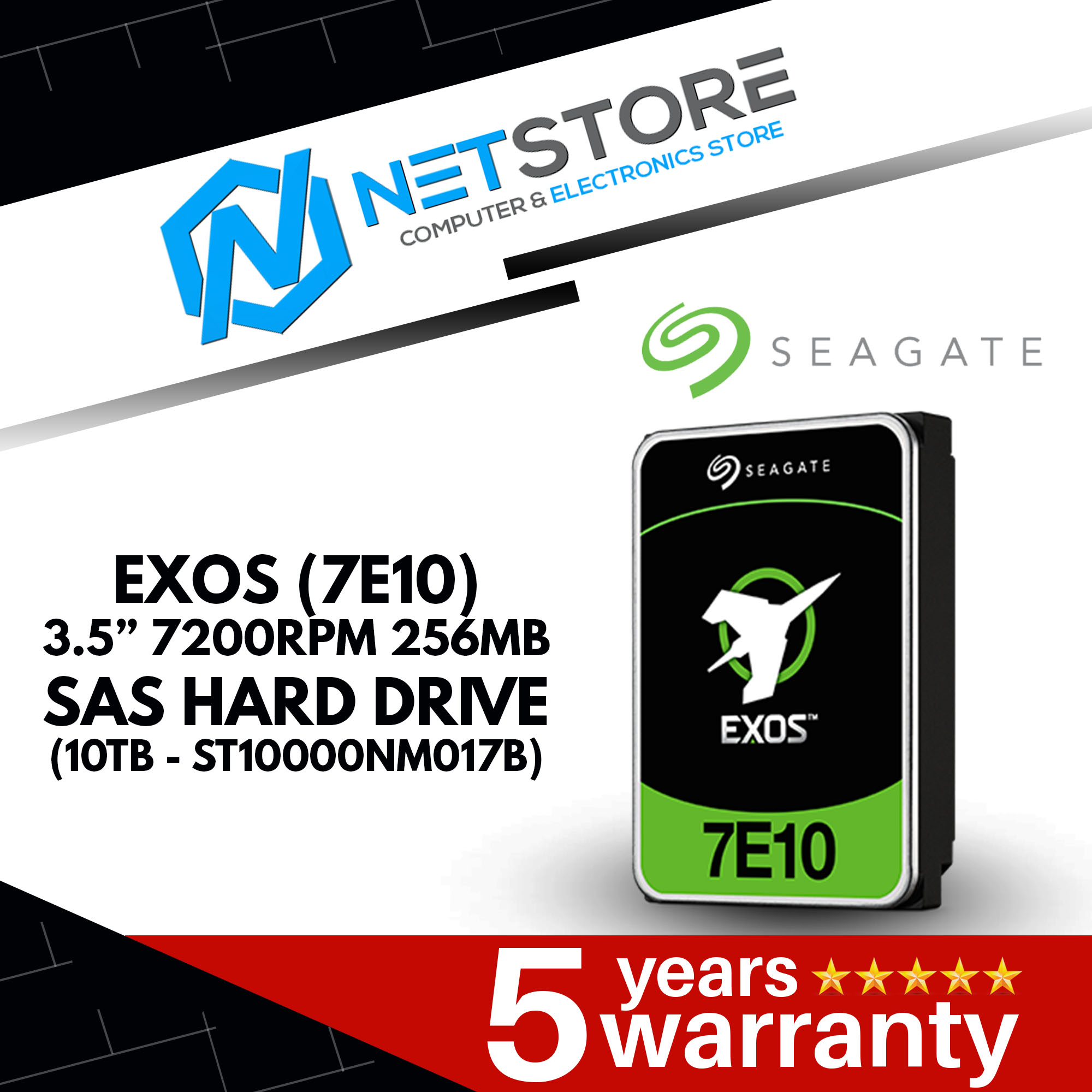 SEAGATE EXOS (7E8 / 7E10) 3.5” 7200RPM 256MB SAS HARD DRIVE (2TB, 4TB, 6TB, 8TB, 10TB)