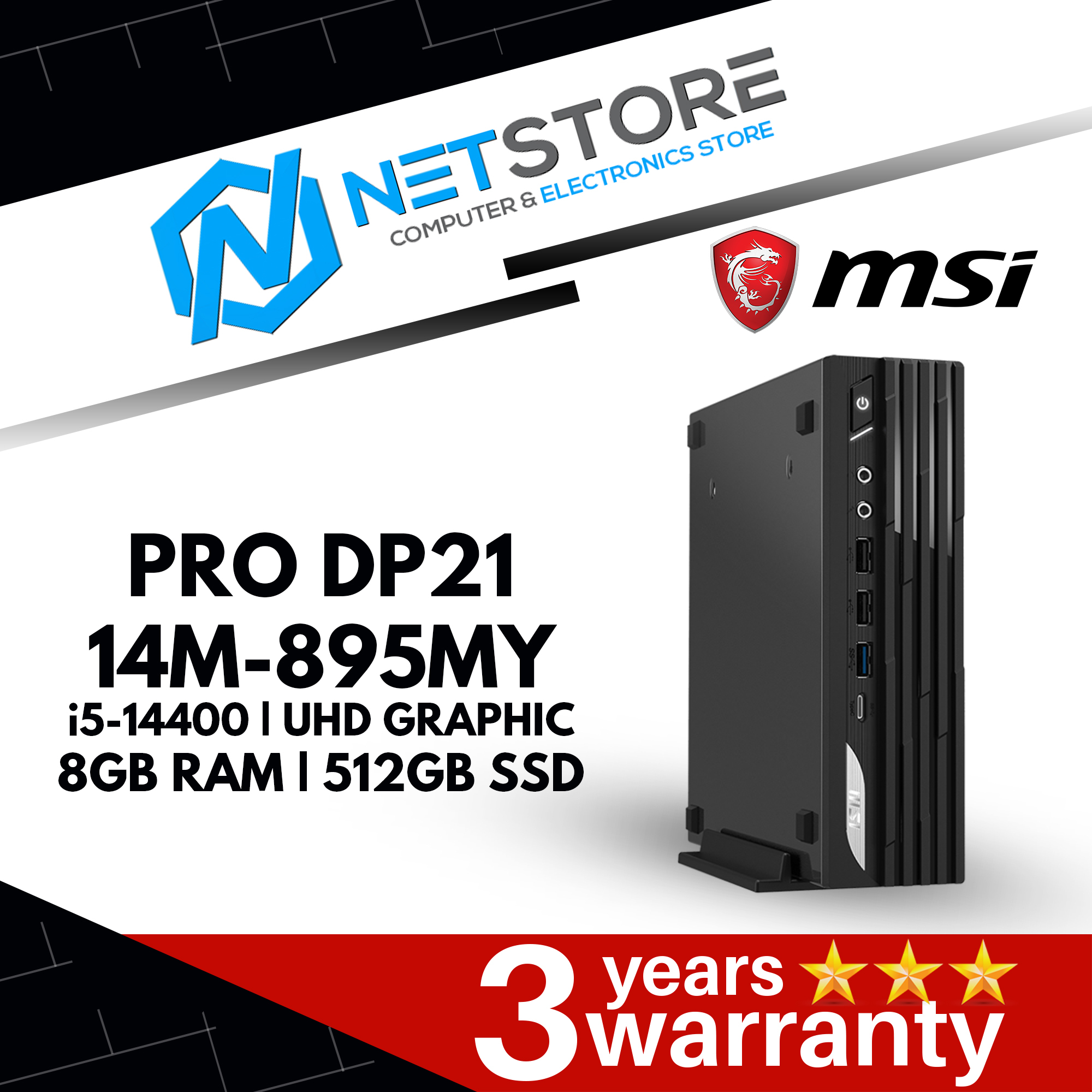 MSI PRO DP21 14M-895MY DESKTOP WITH INTEL CORE I5 CPU | INTEL UHD | 8GB | 512GB | W11 - 9S6-B0A431-8