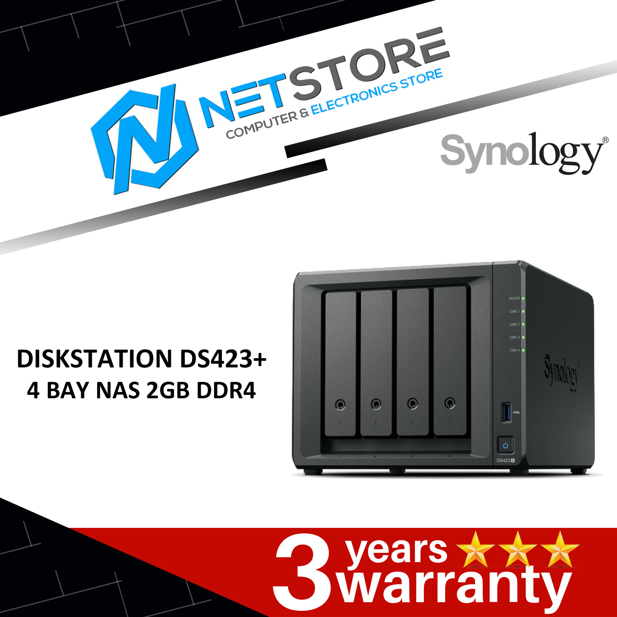SYNOLOGY DISKSTATION DS423+ 4 BAY NAS 2GB DDR4 - SYN-DS-423+