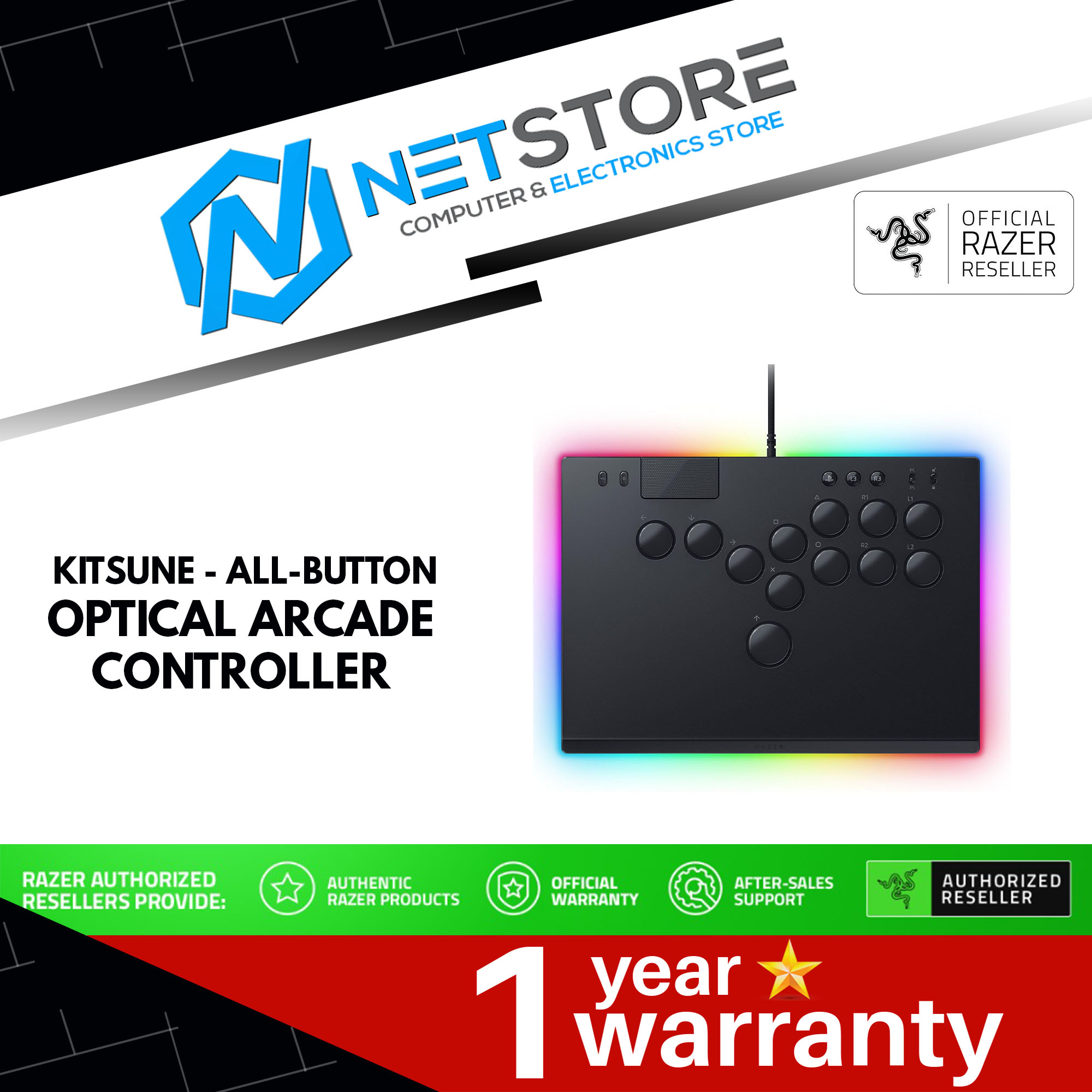 RAZER KITSUNE - ALL-BUTTON OPTICAL ARCADE CONTROLLER - RZ06-05020100-R3A1