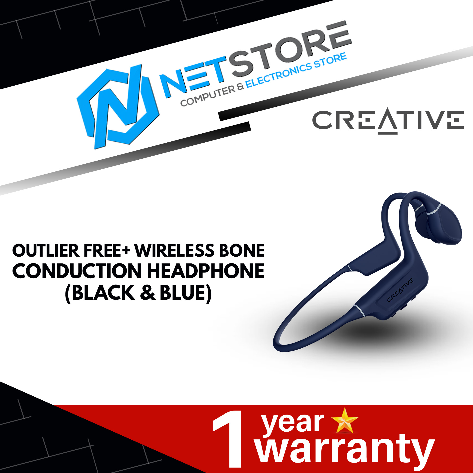 CREATIVE OUTLIER FREE PRO+ BONE CONDUCTION HEADPHONES - (BLACK & BLUE | ORANGE & BLUE)