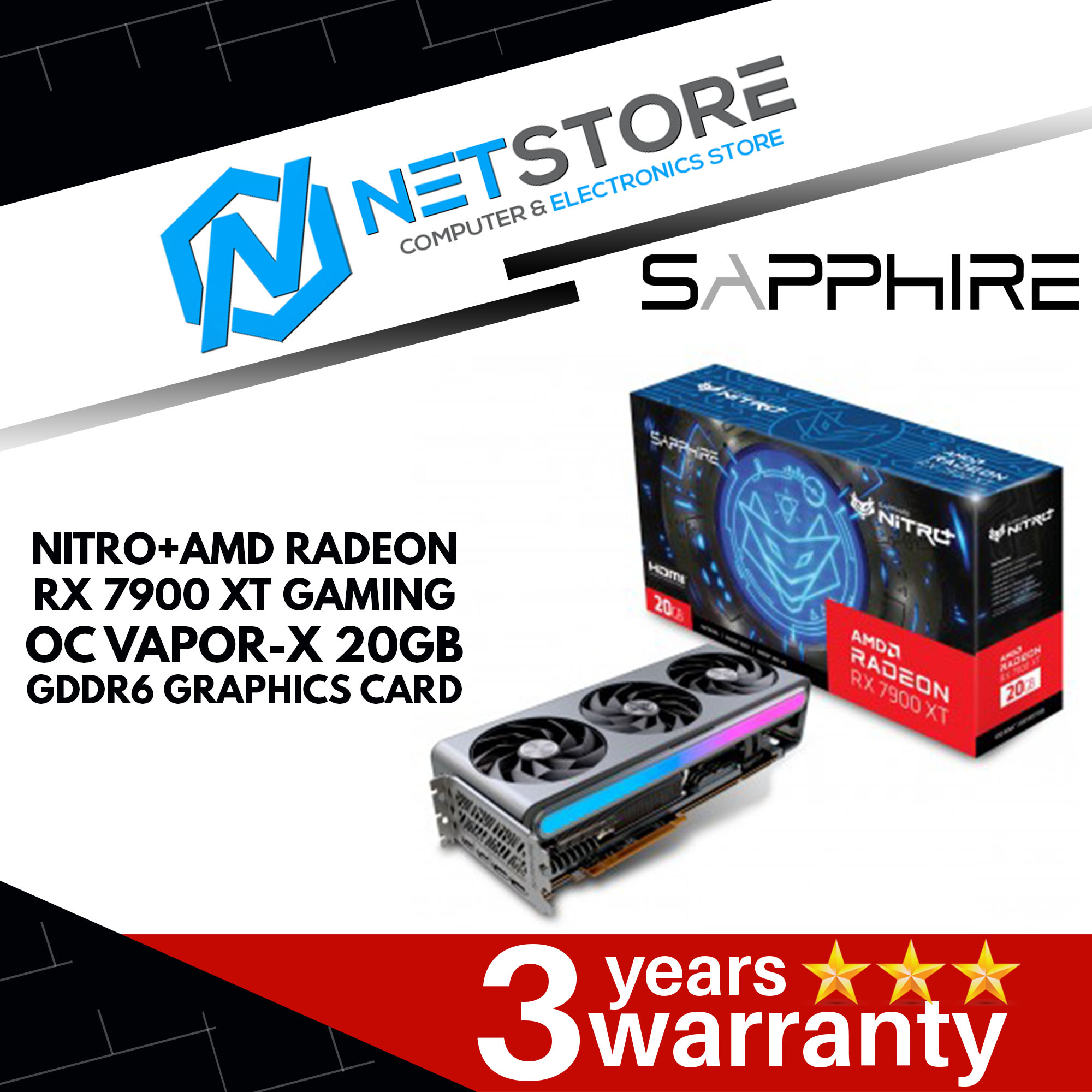 SAPPHIRE NITRO+ AMD RADEON RX 7900 XT GAMING OC VAPOR-X 20GB GDDR6 GRAPHICS CARD - SAP-11323-01-40G