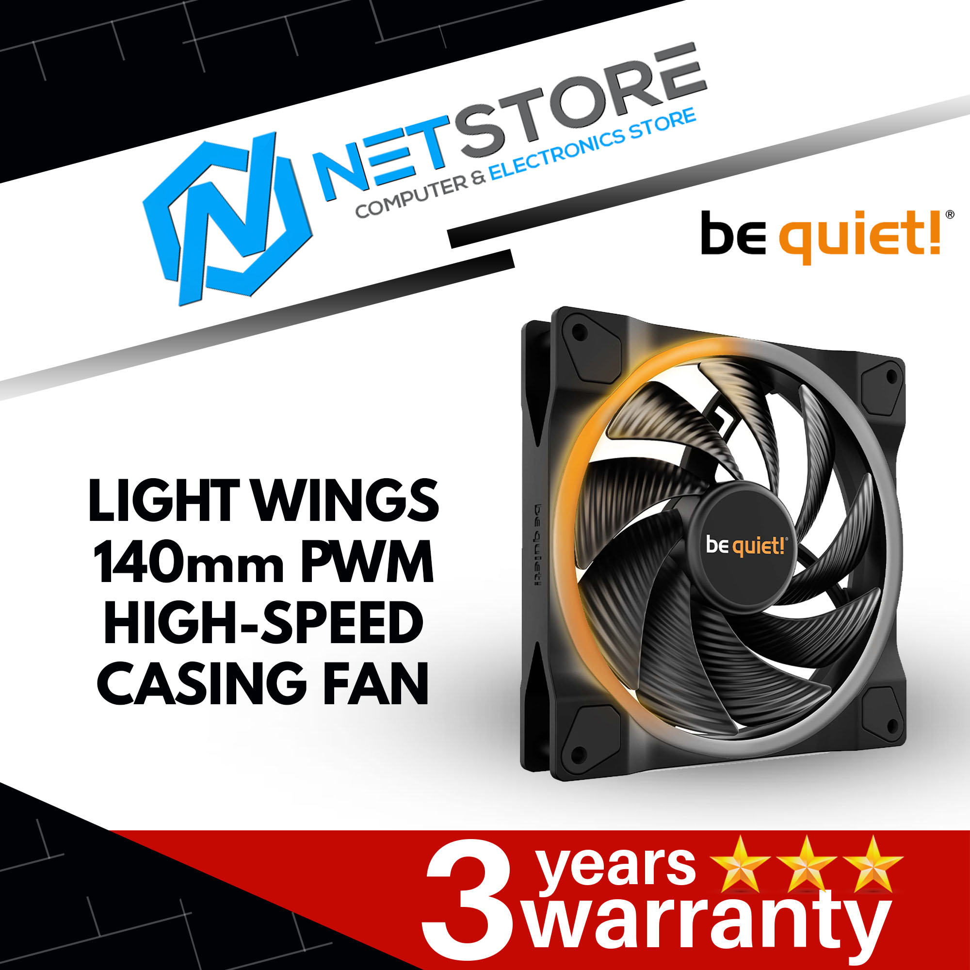 BE QUIET! LIGHT WINGS 140mm PWM HIGH-SPEED CASING FAN - BL075